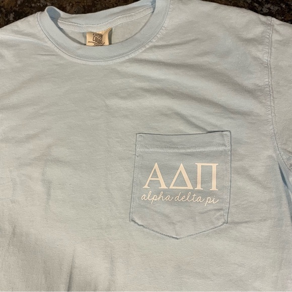 Alpha Delta Pi Comfort Colors Baby Blue Tshirt Adult Small EUC - Picture 4 of 5